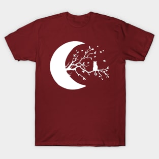 Cat watching the moon T-Shirt